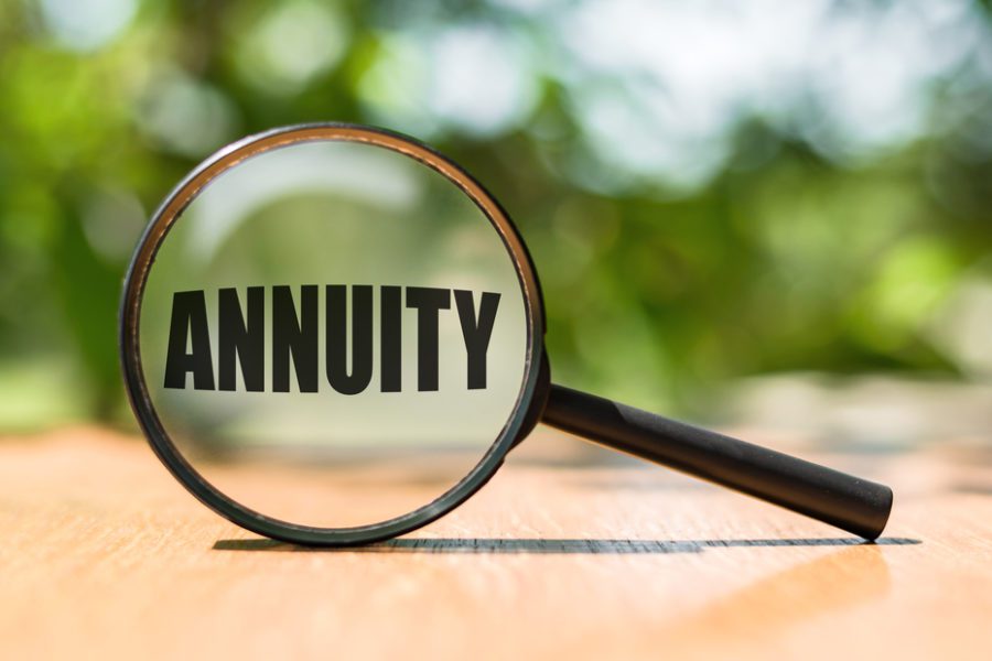 Annuity word is seen through a magnifying glass